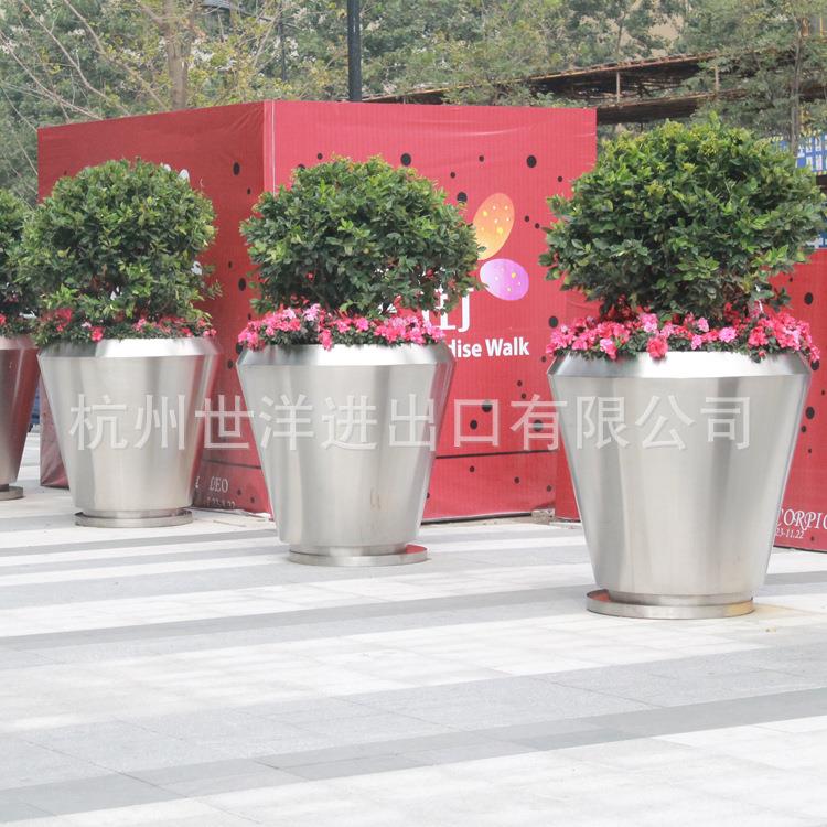 厂家不锈钢户外大花盆花钵组合商场落地花盆下沙龙湖天街