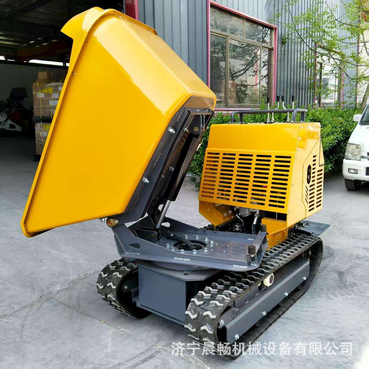 全地形脚踏手扶履带运输车翻斗车全液压升降车斗还可以旋转翻斗车
