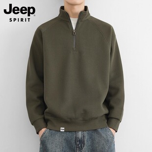 JEEP SPIRIT男士卫衣毛衣加绒男装冬季针织衫新款上衣服男生加厚