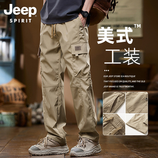 JEEP SPIRIT工装裤男款裤子男士休闲裤冬季新款直筒加绒加厚冬装