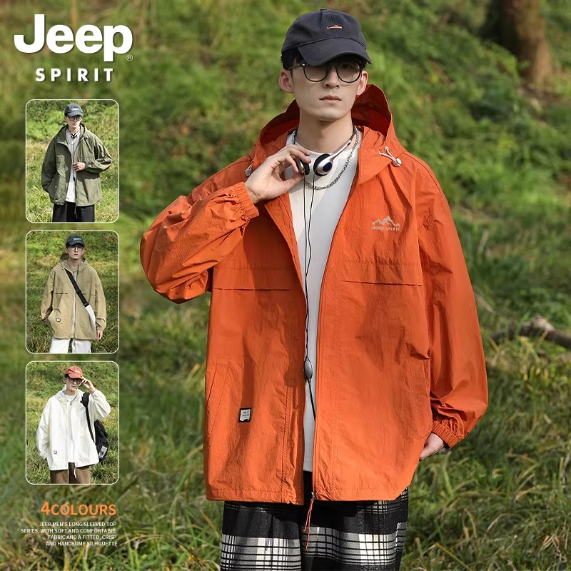 JEEP SPIRIT冰丝轻薄男防晒衣夏季2026新款UPF50+大码防晒服外套