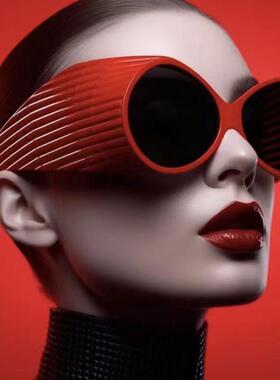 欧美异形夸张超大圆框太阳眼镜女网红个性前卫街拍凹造型走秀墨镜