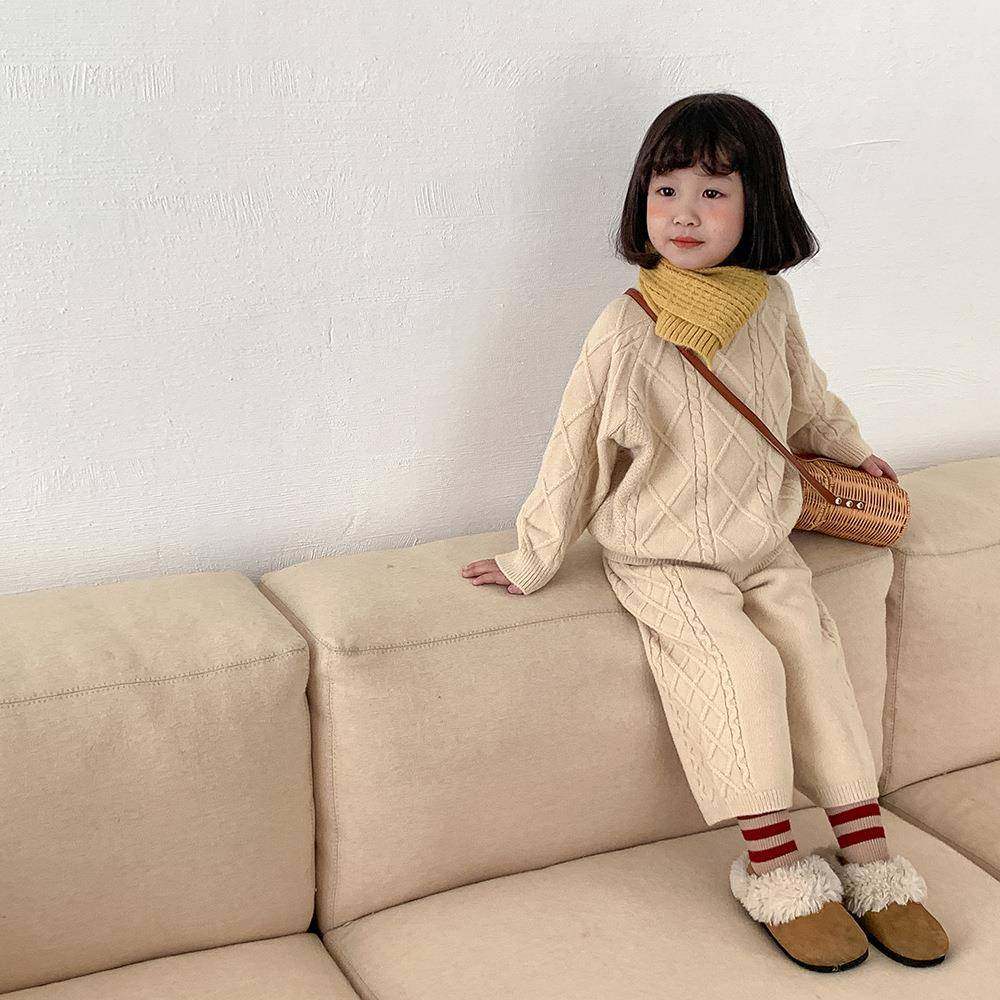 2026新款秋冬季宝宝韩版毛衣针织裤套装女童针织毛线绞花工艺,童装/婴儿装/亲子装,儿童运动套装,淘宝优惠券,粉丝福利购,淘宝优惠卷