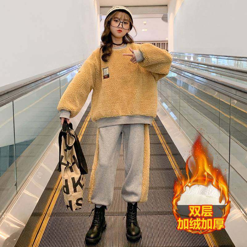 2026新款女童摇粒绒套装冬装中大童韩版加绒加厚卫衣休闲裤两,童装/婴儿装/亲子装,儿童运动套装,淘宝优惠券,粉丝福利购,淘宝优惠卷