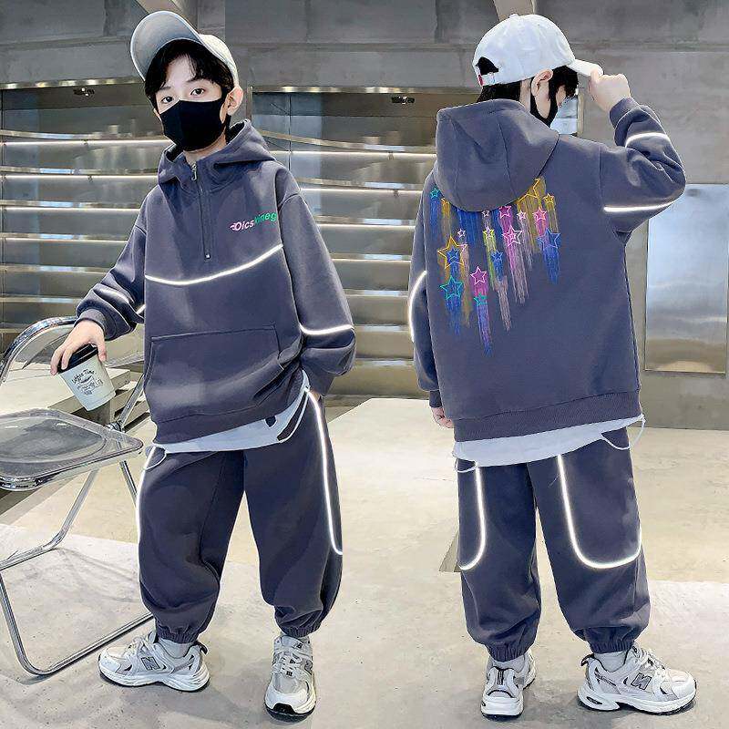 2026新款男童春秋季卫衣套装中大儿童男孩秋款酷帅秋装帅气时