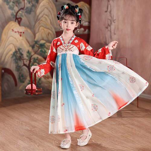 2026新款春秋汉服女童连衣裙新中式儿童国风唐装古风超仙公主裙高