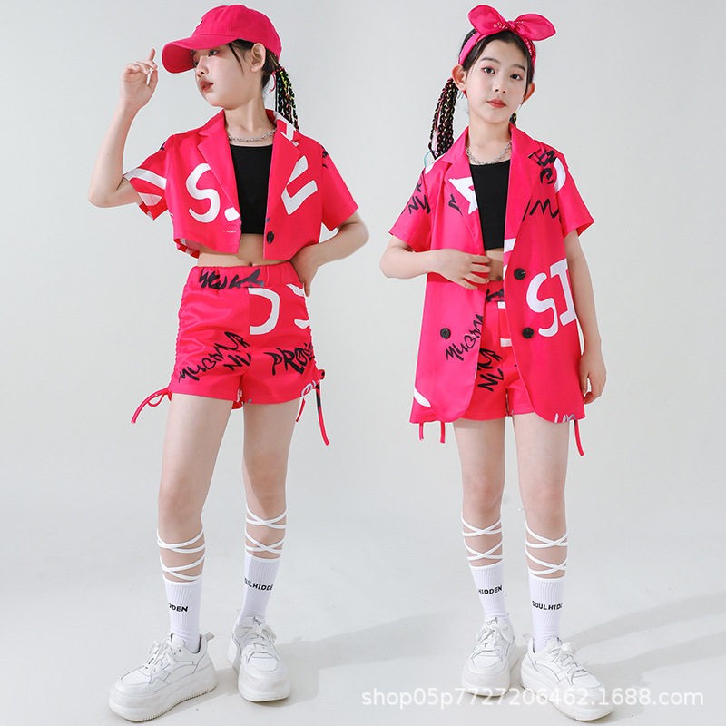 2026新款女童爵士舞服装儿童帅气西装街舞演出服少儿夏季嘻哈韩版