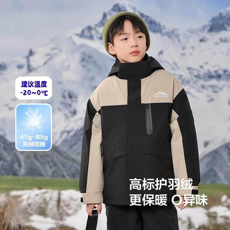 2026新款儿童三合一冲锋衣羽绒服套装男童女童冬季中大童宝宝
