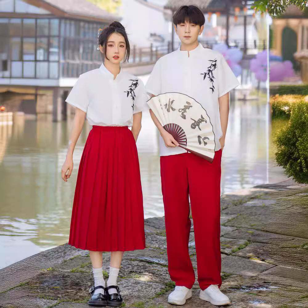 2026新款班服古风汉服女成人礼高中生五四红歌比赛小学初中朗诵大