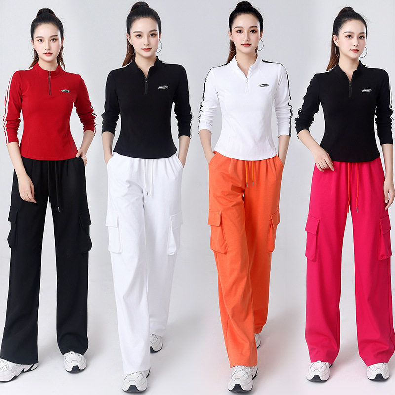 2026新款秋季新品广场舞运动跑步锻炼服装半拉链长袖成人女高品质