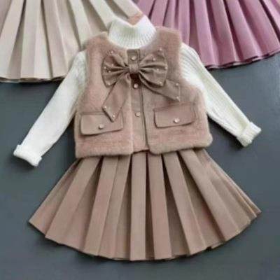 2026新款JINYONG秋冬女童三件套蝴蝶结开衫马甲+麻花,童装/婴儿装/亲子装,儿童运动套装,淘宝优惠券,粉丝福利购,淘宝优惠卷