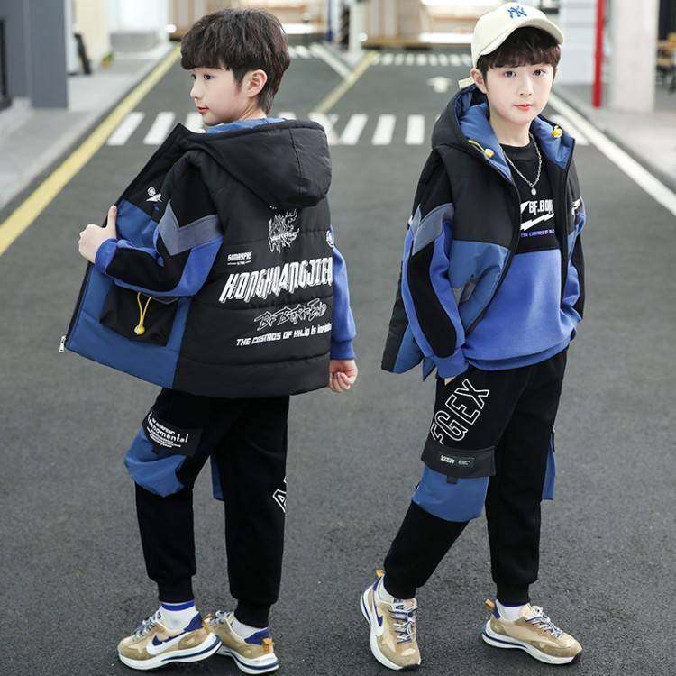 2025新款儿童装男童秋冬款三件套加厚帅气韩版中大童加绒卫衣,童装/婴儿装/亲子装,儿童运动套装,淘宝优惠券,粉丝福利购,淘宝优惠卷