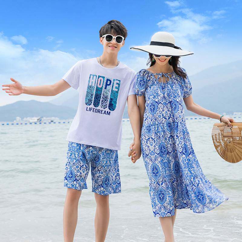 2026新款情侣装夏装三亚旅行海南海边度假显瘦超仙沙滩裙女连衣裙