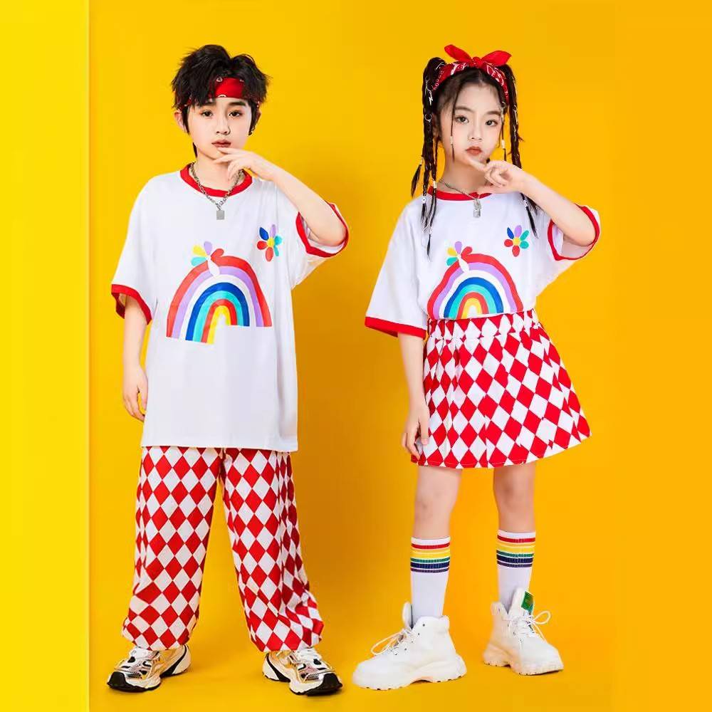 2026新款小学生运动会开幕式表演服装红色班服套装六一儿童啦啦队