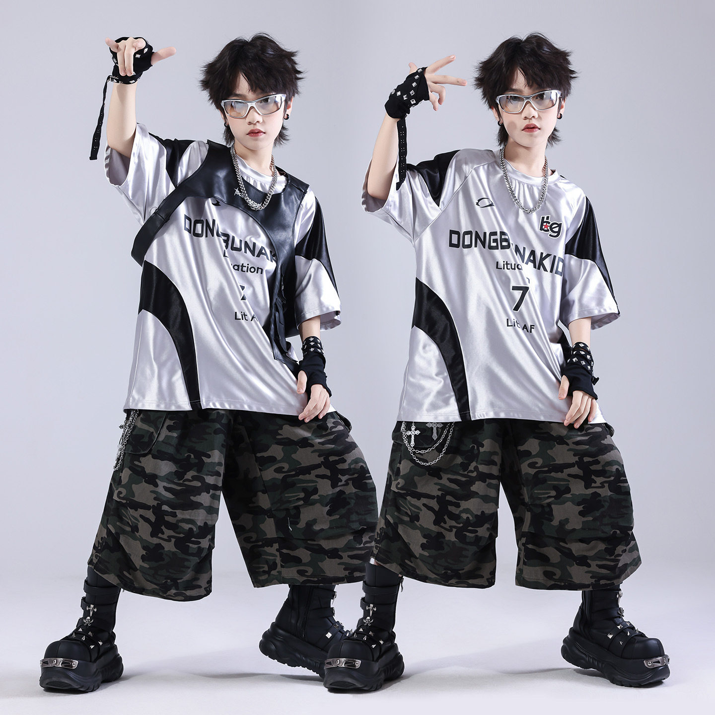2026新款街舞儿童潮服hiphop童装少儿服装男童架子鼓演出服
