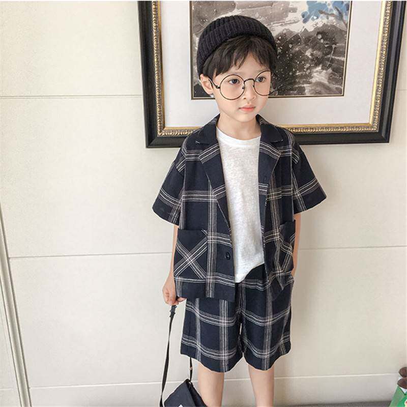 2026新款男童夏装套装儿童夏季时尚宝宝休闲薄款冰丝西服三件套潮