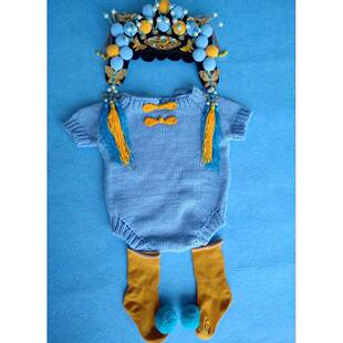 2026新款国潮风主题婴儿宝宝拍照道具服装影楼百日百岁摄影毛