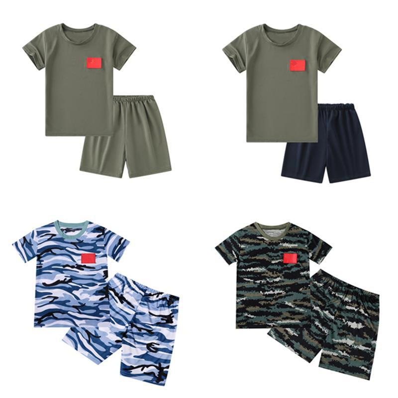 2026新款儿童短袖迷彩服T恤套装夏季速干体能服男女童夏令营军训