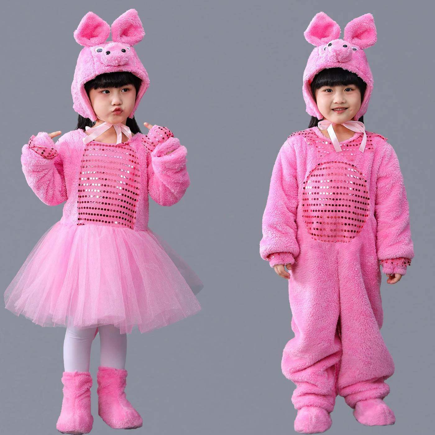 2026新款儿童小动物演出服小猪表演服装快乐小猪舞蹈纱裙三只小猪