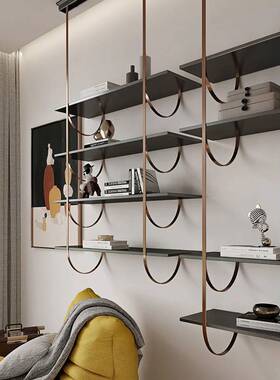 意式隔板收纳架极简书架上墙置物架金属陈列吊架简易红酒架子