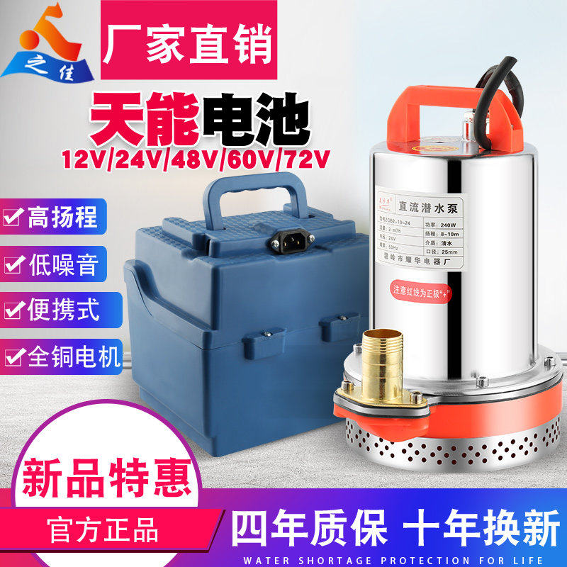 12v24v48家用小型电动抽水机充电式电瓶车直流潜水泵农用吸水灌溉