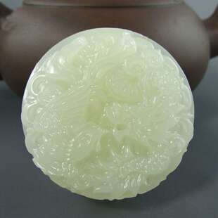 厂家 阿富汗玉龙凤呈祥腰带扣男款黄白玉龙飞凤舞玉腰牌腰佩