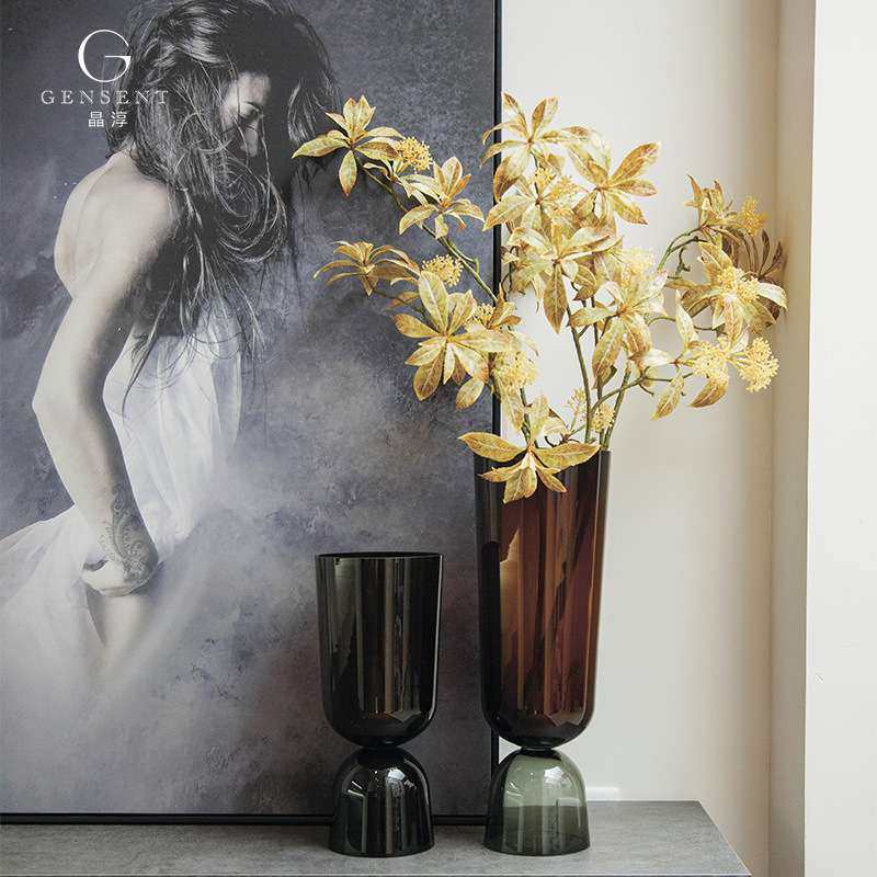晶淳 圣杯高款大花瓶插花长枝仿真花 客厅电视柜装饰品摆件现代