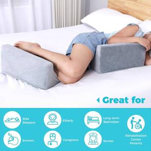 可拆洗侧睡靠垫两件套高密度海绵缓解背部压力小楔形枕头