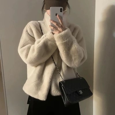 水貂绒外套女冬季2025新款立领加厚环保皮草保暖短款毛绒上衣潮