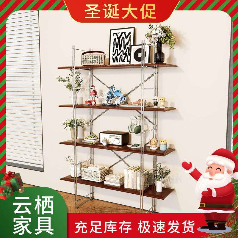 新款租房实木风落地置物架立式多层简易收纳货架储物摆件展示架