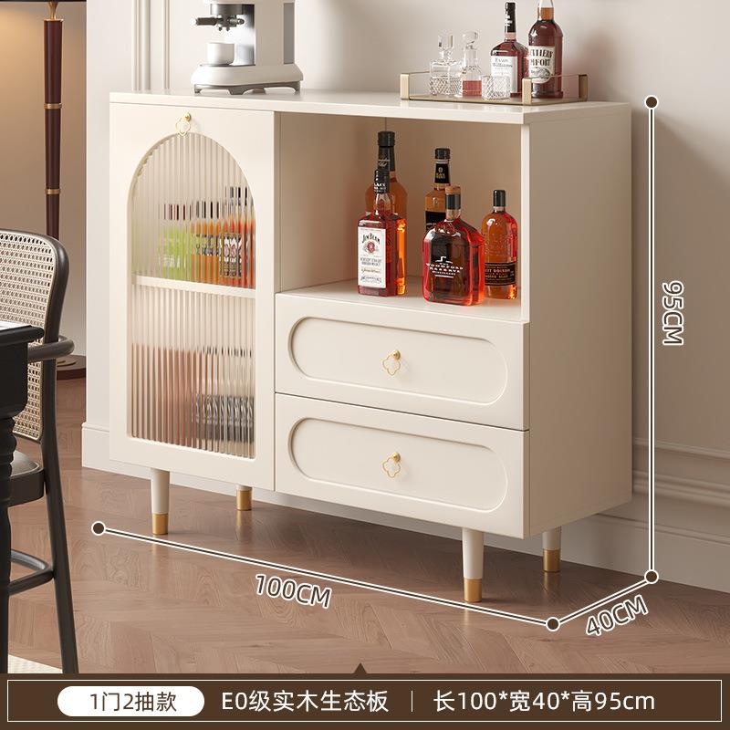 实木餐边柜靠墙一体收纳中古储物茶水柜家用厨房矮橱柜客厅置物柜