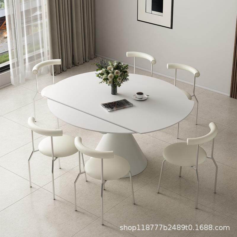 奶油风圆形岩板餐桌旋转伸缩多功能桌华尔兹方变圆纯白色两用饭桌,鲜花速递/花卉仿真/绿植园艺,割草机/草坪机,淘宝优惠券,粉丝福利购,淘宝优惠卷
