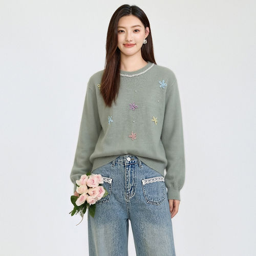 芭依璐秋季穿搭轻薄羊毛针织衫女