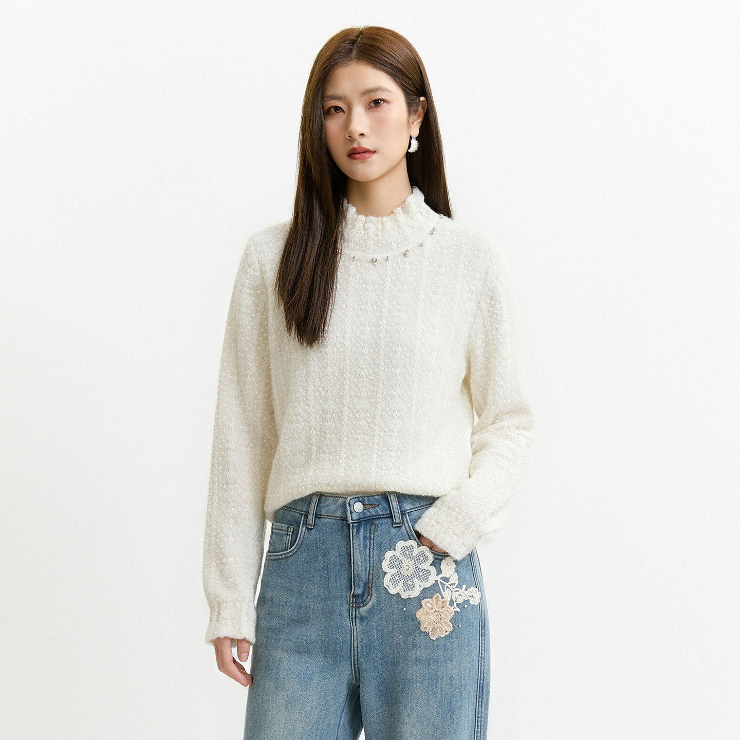 芭依璐秋冬显瘦半高领女针织衫