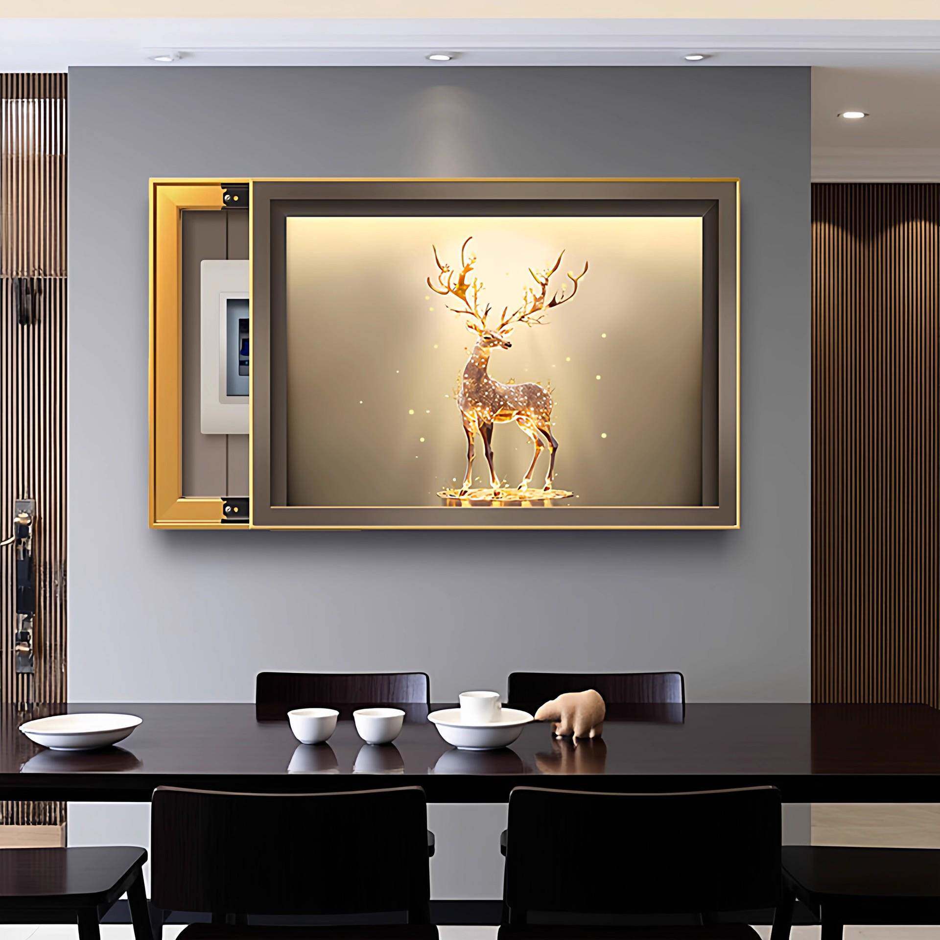 福鹿生财电表箱装饰画轻奢配电箱弱电源盒挂画免打孔空开盒遮挡画