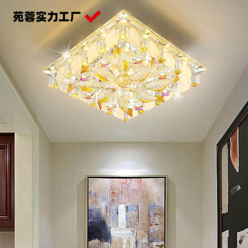 LED水晶过道灯 客厅餐厅玄关筒灯卧室阳台智能调色明装方形吸顶灯