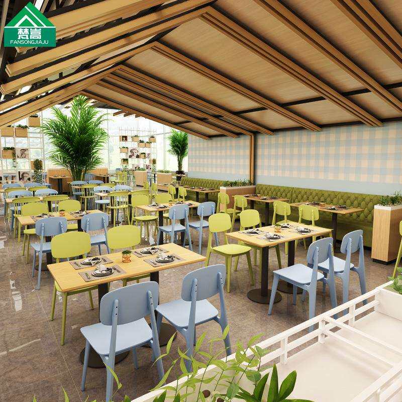 奶茶甜品汉堡店快餐面馆饭店工厂员工餐厅学校食堂塑料桌椅组合