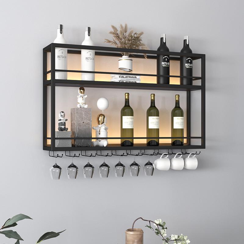 家用酒柜壁挂酒架置物架创意餐厅墙上展示架铁艺墙面红酒架子挂墙