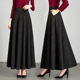 秋冬新款 毛呢黑色暗花半身裙女百搭高腰a字伞裙加厚显瘦大码 长裙
