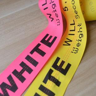 姚明织带AX772丝带8色38mm字母印刷罗纹丝带