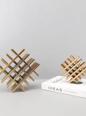 现代创意金属井字格几何摆件酒柜客厅茶几办公室样板间家居装饰品