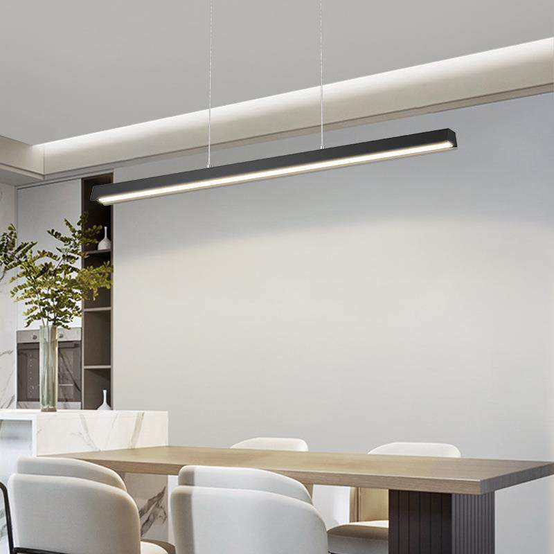 新款可调节极简餐厅办公线条现代简约上下发光一字吧台LED吊灯,家装灯饰光源,智能吊灯,淘宝优惠券,粉丝福利购,淘宝优惠卷