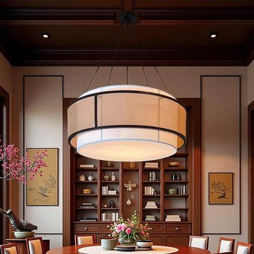 新中式餐厅吊灯包厢饭店宴会厅民宿茶室吧台吊灯宋代美学布艺灯具