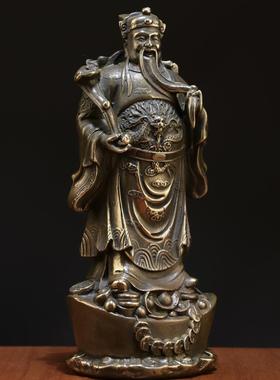仿古人物财神爷摆件铜站元宝如意财神家居装饰创意礼品工艺品