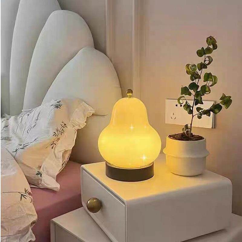 中古法式奶油梨子台灯卧室床头书房客厅充电触摸便携小夜灯复古