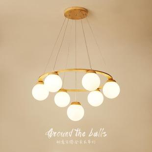 北欧客厅吊灯卧室灯餐厅LED实木房间灯楼梯间复式 过道走廊门厅灯