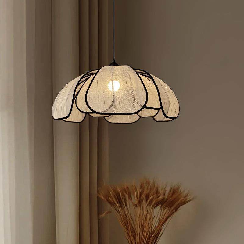 法式奶油风花瓣吊灯升降餐厅灯中古风复古胡桃木高级感餐桌饭厅灯,家装灯饰光源,智能吊灯,淘宝优惠券,粉丝福利购,淘宝优惠卷