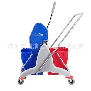 超宝B 双桶榨水车甩水拖把移动清洁车拧挤水桶50L 045B下压式