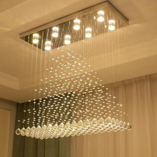 餐厅水晶吊灯现代简约家用饭厅餐桌灯创意个性 吧台灯led一字长条