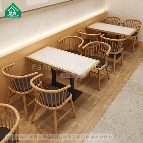 茶餐厅连锁餐饮桌椅组合主题餐厅靠墙卡座沙发简餐茶楼实木桌椅
